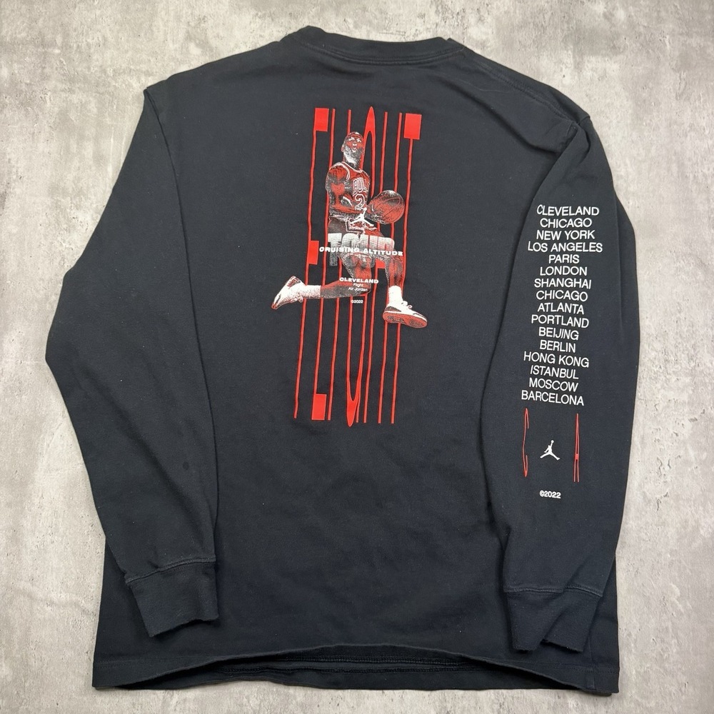 Nike Air Jordan Flight Tour 2022 Long Sleeve Tee Shirt Black Mens Size Medium
